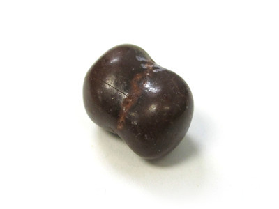 A fairly smooth brown double-nut, with a horizontal hairline fracture.