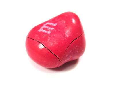 A big, smooth, lumpy red one, with an 'X' pair of cracks.